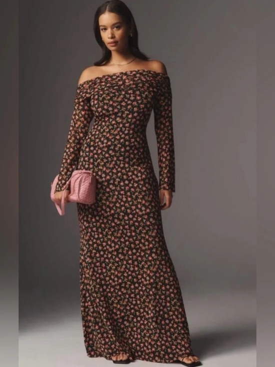Anthropologie Dresses & Skirts - Anthropologie AFRM Off-Shoulder Floral Maxi Dress in Black NWT